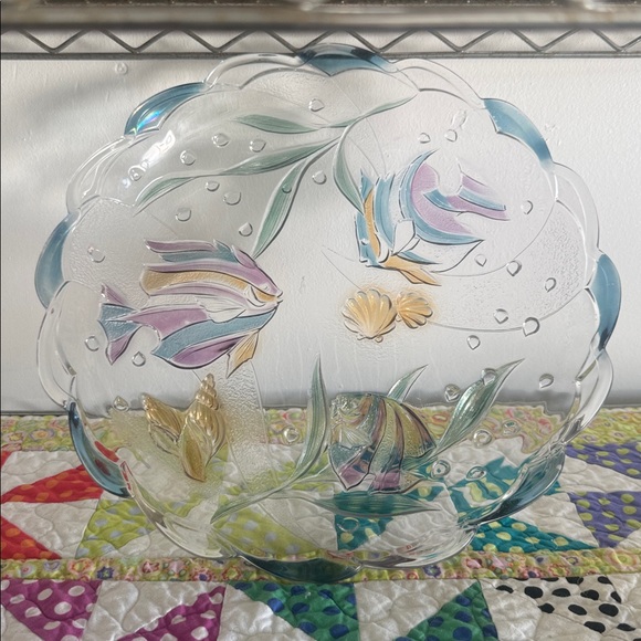 Vintage 80s/90s Mikasa Savoir Vivre Key Largo glass serving platter/bowl set - Picture 2 of 4